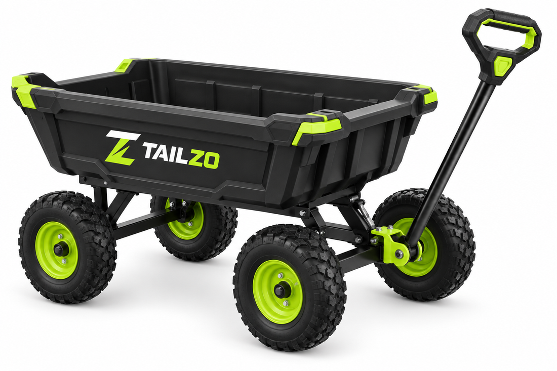 TAILZO Heavy-Duty 4-Wheel Garden Utility Cart with All-Terrain Tires and Pull Handle - product image 1